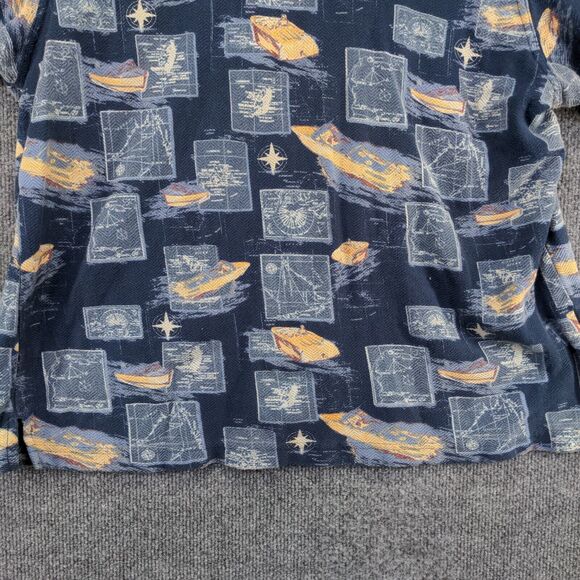 Munsingwear Men's Boat Print Polo Shirt Blue Large Compass Nautical 100% Cotton - Picture 4 of 12